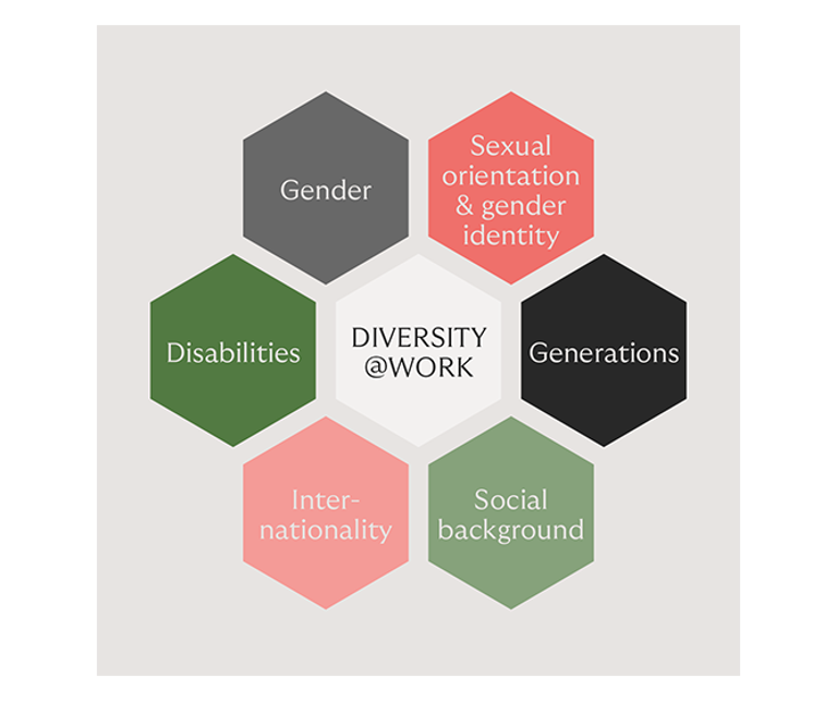 Circle outlining gender, sexual identity, age, ethnicity, race, and disability