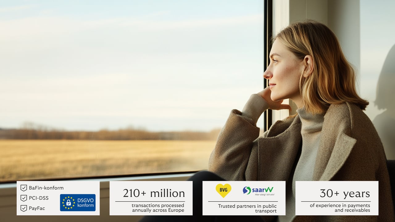 woman looks outside train window