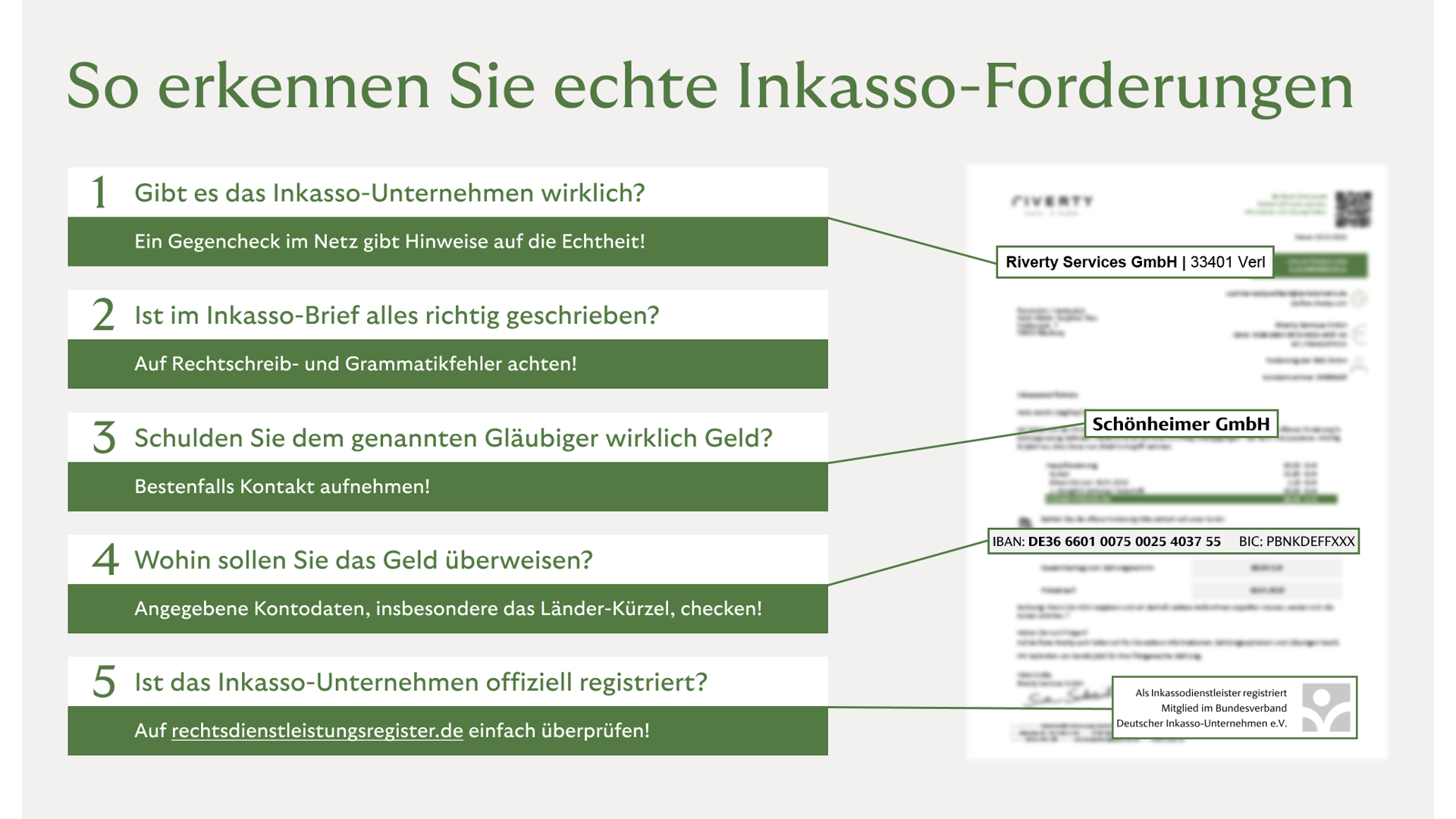 Beispiel für einen seriösen Inkassobrief.