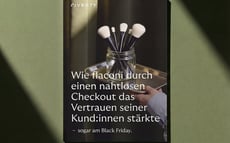 Case-Study-Cover mit Make-up-Pinseln und deutschem Titel über flaconis nahtlosen Checkout.