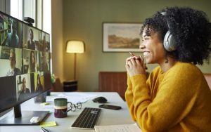 Woman in front of computer