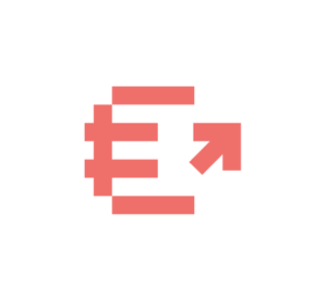 Red euro sign with an arrow pointing upwards
