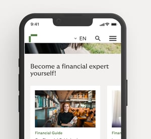 IPhone med öppnad Financial Academy, där konsumenter får vägledning i ekonomiska frågor.