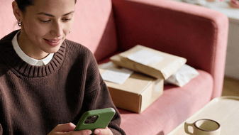 woman with her phone