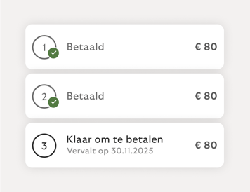 Verdeel je betalingen in drie gelijke, renteloze termijnen.