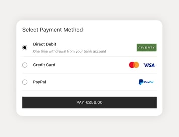 Pay one time withdrawal from your bank account.