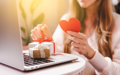 Women shopping online on Valentine's Day