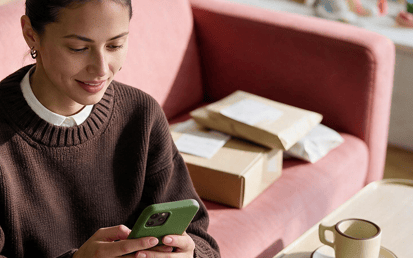 woman with her phone