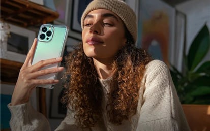 Woman shopping on smartphone