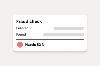 Fraud check result with match percentage.