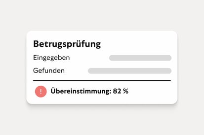 Ergebnis der Betrugsüberprüfung mit Übereinstimmungsprozentsatz.