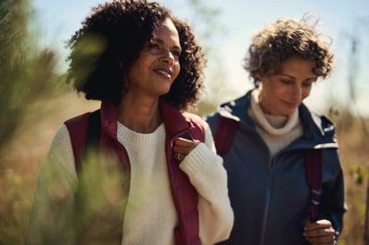 two women hiking