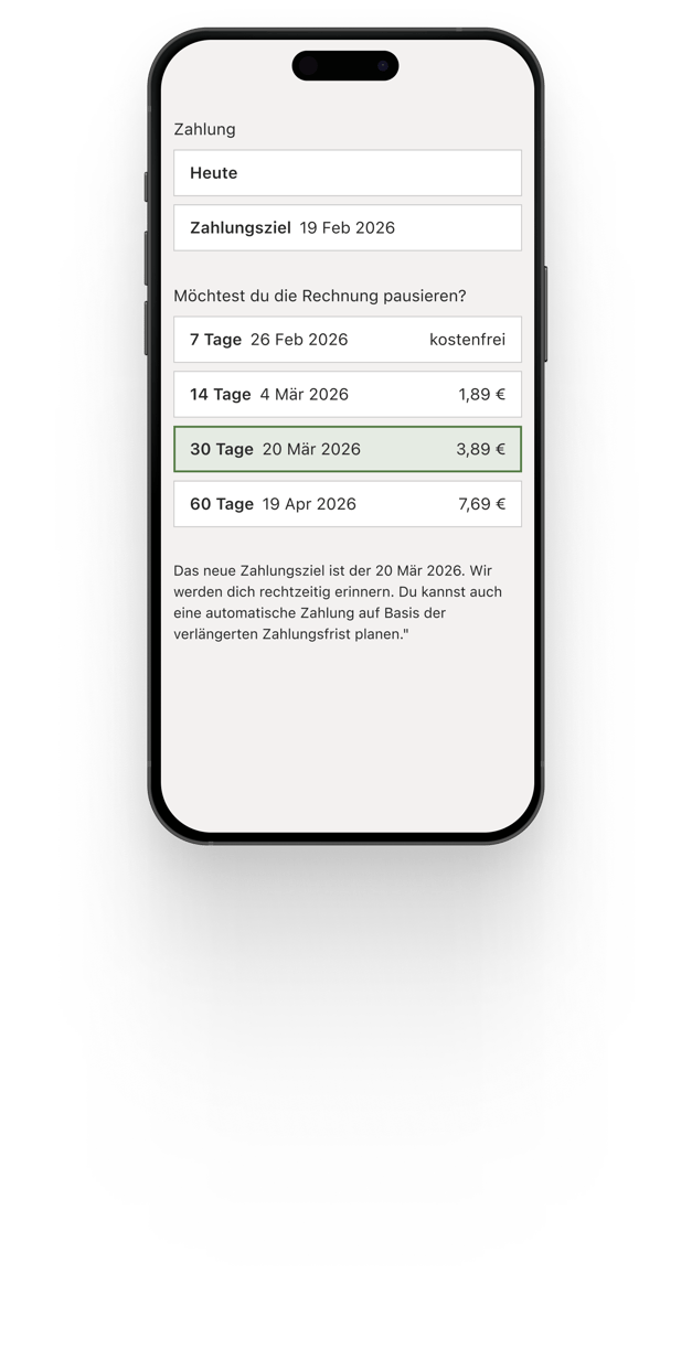 Pause payment screen