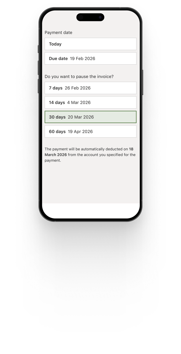 Pause payment screen