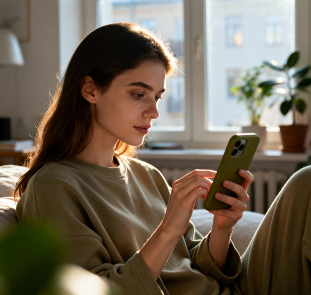 Frau_Mit_Handy_auf_der_Couch
