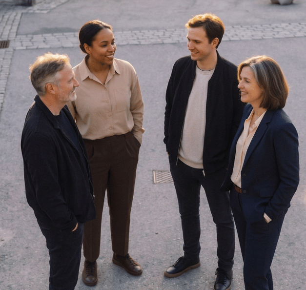 4 persons are discussing