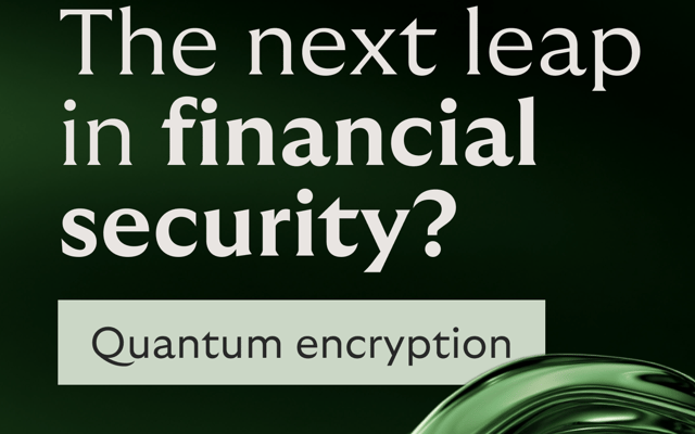 Infographic showing the next leap in financial security is quantum encryption