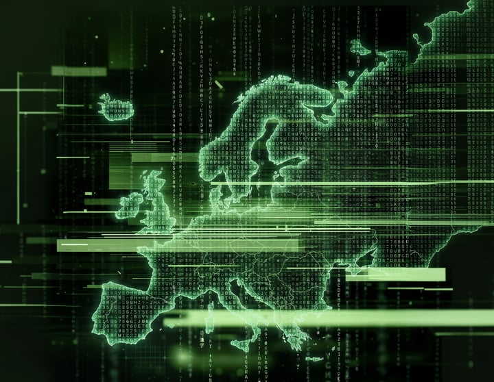 Digital card of Europe 