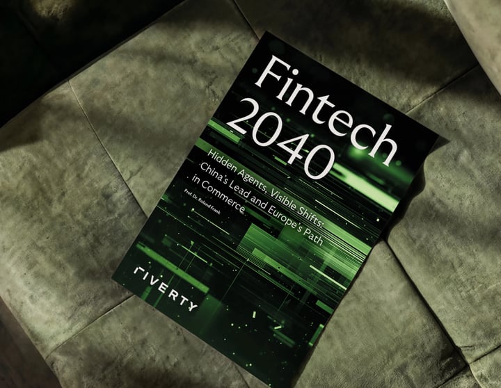 Cover of Riverty’s Fintech 2040 paper about hidden AI agents, China’s lead in agentic commerce, and Europe’s approach to trust and digital payments.