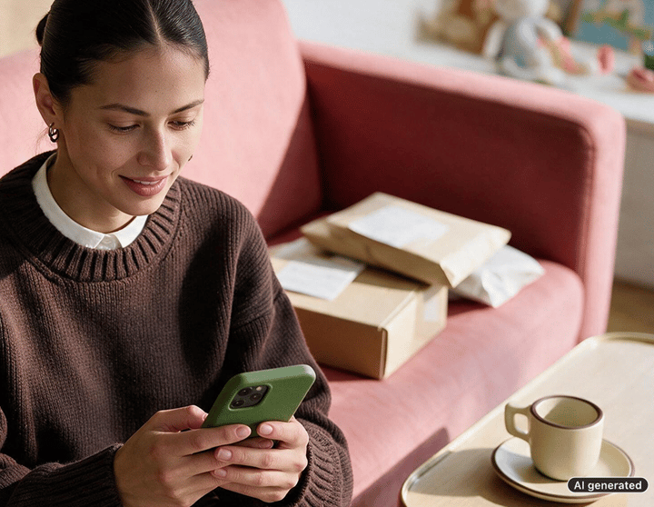 woman with her phone
