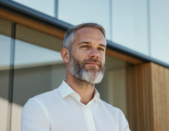 Man looks into the future