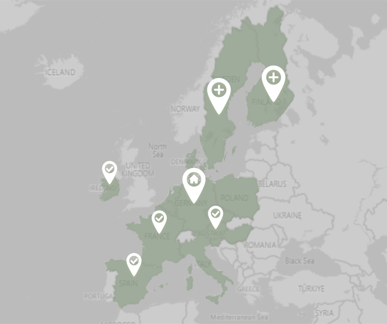 Afbeelding van een Europese kaart -  met Acounting as a Service van Riverty ben je flexibel en kun je tot drie keer sneller uitbreiden op de internationale markt. 