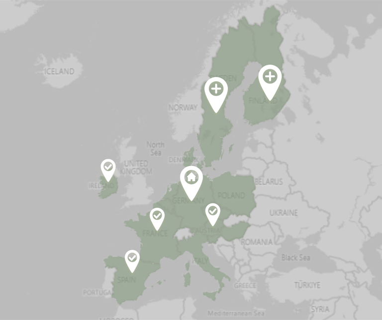 Image showing a European map - with Accounting as a Service by Riverty, you are flexible to handle up to three times faster time-to-market expansions.