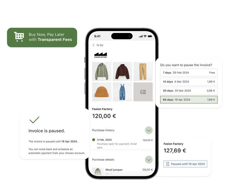 App screen showing payment by invoice