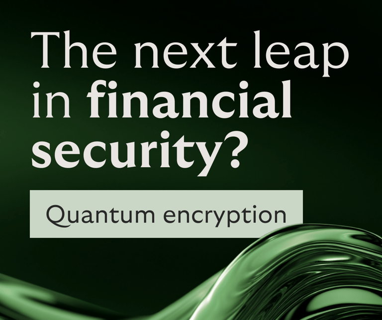 Infographic showing the next leap in financial security is quantum encryption
