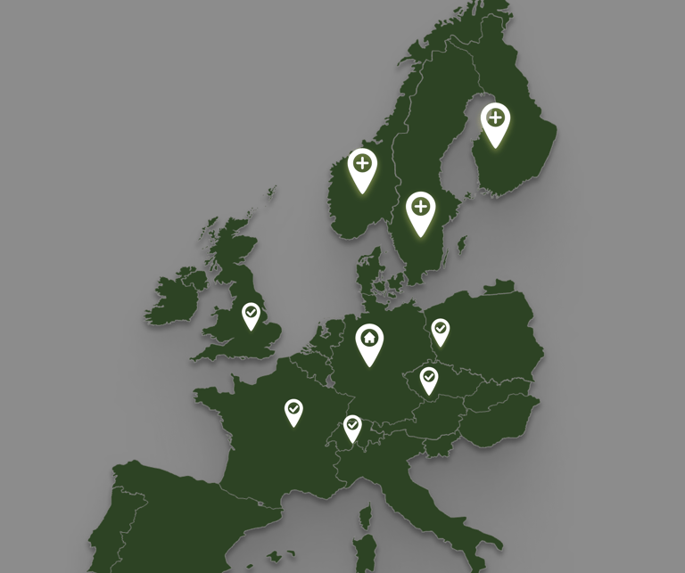 Image showing a European map - with Accounting as a Service by Riverty, you are flexible to handle up to three times faster time-to-market expansions.